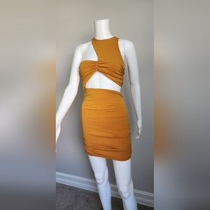 Zara Mustard Cut-Out Dress